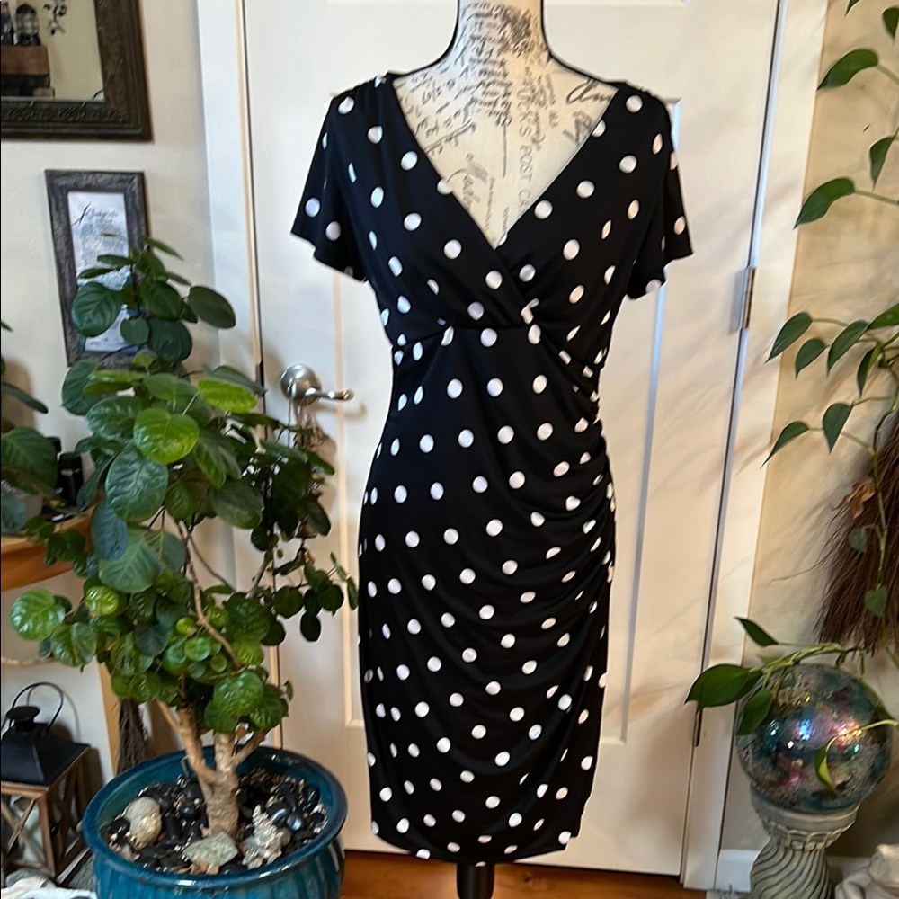 Shelby & Palmer Black and White Polka Dot Midi Dress